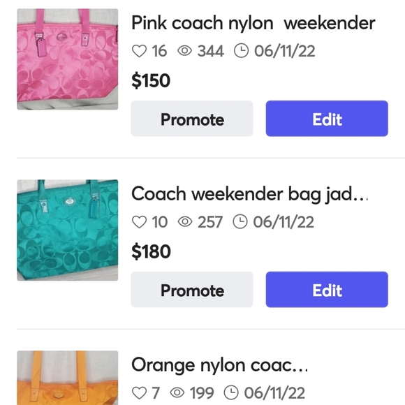 SET OF 5 COACH NYLON WEEKENDERS - Picture 14 of 16